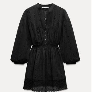 Black Lace-Trim Women's Dress